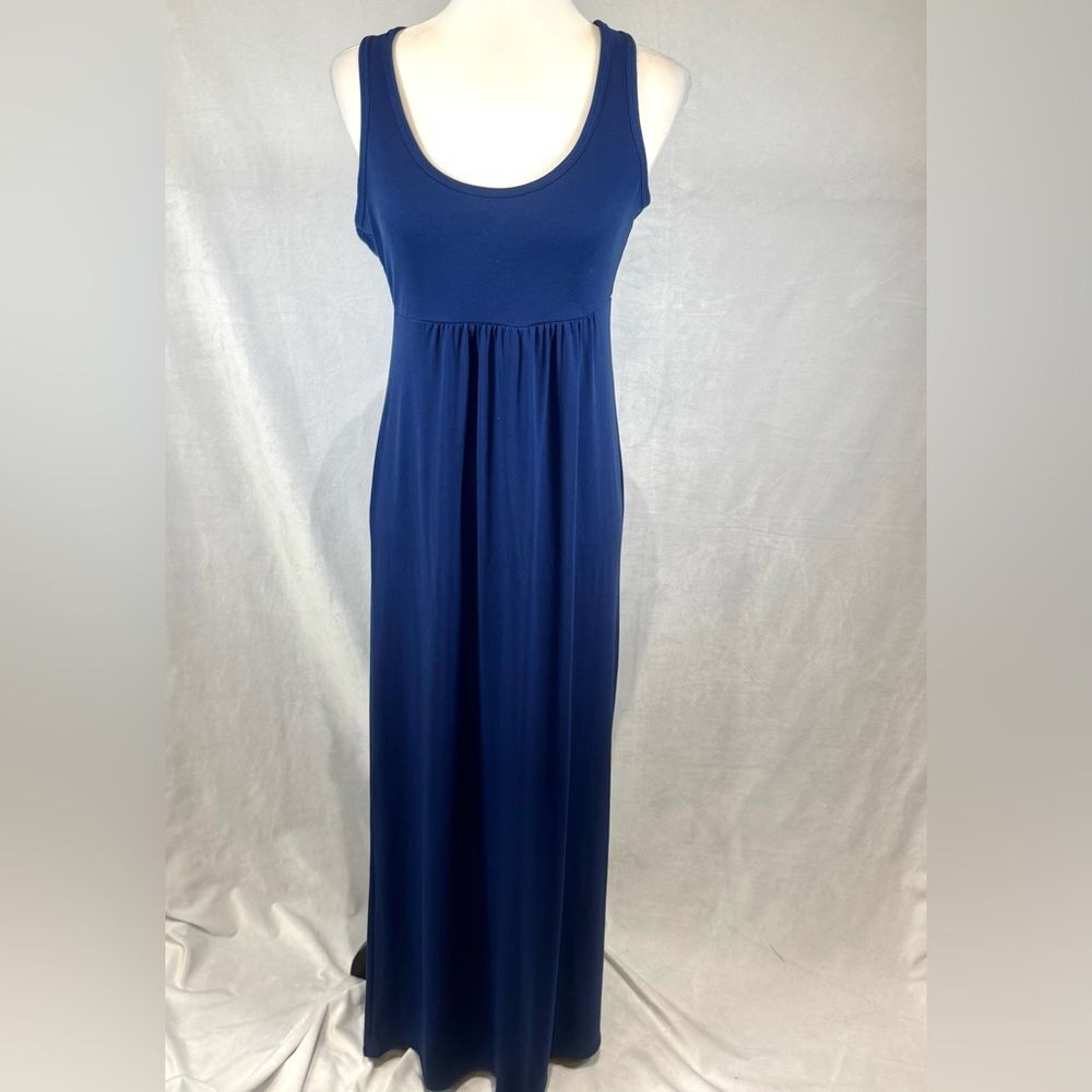 Banana Republic dark blue gathered racerback maxi dress size small